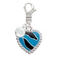 thumbnail image 2 of Delight Jewelry Silvertone Hot Blue Zebra Print Heart - Silvertone Clip on Charm with Clear Crystal Drop, 2 of 4