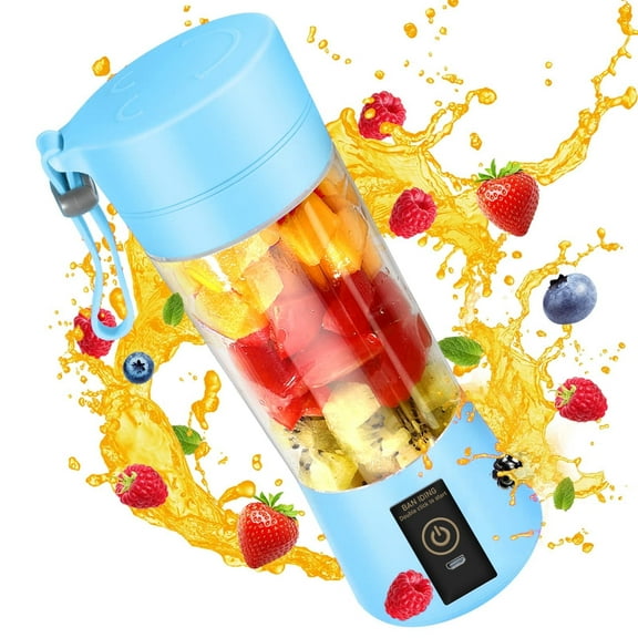Debonair Portable Blender USB Rechargeable Personal Juicer Cup Small Fruit Juice Mixer for Shakes and Smoothies 350ML Capacity- Blue