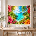 thumbnail image 5 of Vibrant Tropical Bay with Hibiscus and Lush Foliage, Serene Coastal Style for Beach Lovers, Nature Inspired Art Decor, Housewarming Gift, Tapestry Wall Hanging for Living Room and Bedroom, 5 of 7