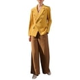thumbnail image 2 of INSPIRE CHIC Women's Spring Office Double Breasted Long Sleeve Notch Lapel Blazer XL Yellow, 2 of 5
