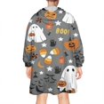 thumbnail image 2 of Wearable Oversized Blanket,Halloween Cute Ghosts with Boo Wearable Blanket Hoodie for Adults,Cozy Hooded Blankets with Super Pockets,Super Warm Fuzzy Pullover for Women & Men, 2 of 6
