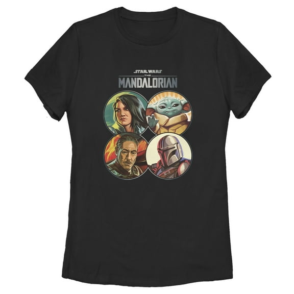 Women's Star Wars: The Mandalorian Character Frame Graphic Tee Black Medium