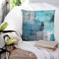 thumbnail image 3 of Turquoise Grey Throw Pillow Covers 16x16 Inch, Abstract Modern Art Teal Blue Graffiti Painting Pillow Cover Square Pillow Case Super Soft Brushed Fabric Cushion Covers Decorative for Couch Sofa Bed, 3 of 6