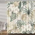 thumbnail image 5 of Tropical Plant Flower Shower Curtain for Bathroom, Vintage Sage Green Palm Leaves Beige Fabric Shower Curtains Set, Cute Floral Greenery Botanical Restroom Decor Accessories with Hooks 72"X72", 5 of 7