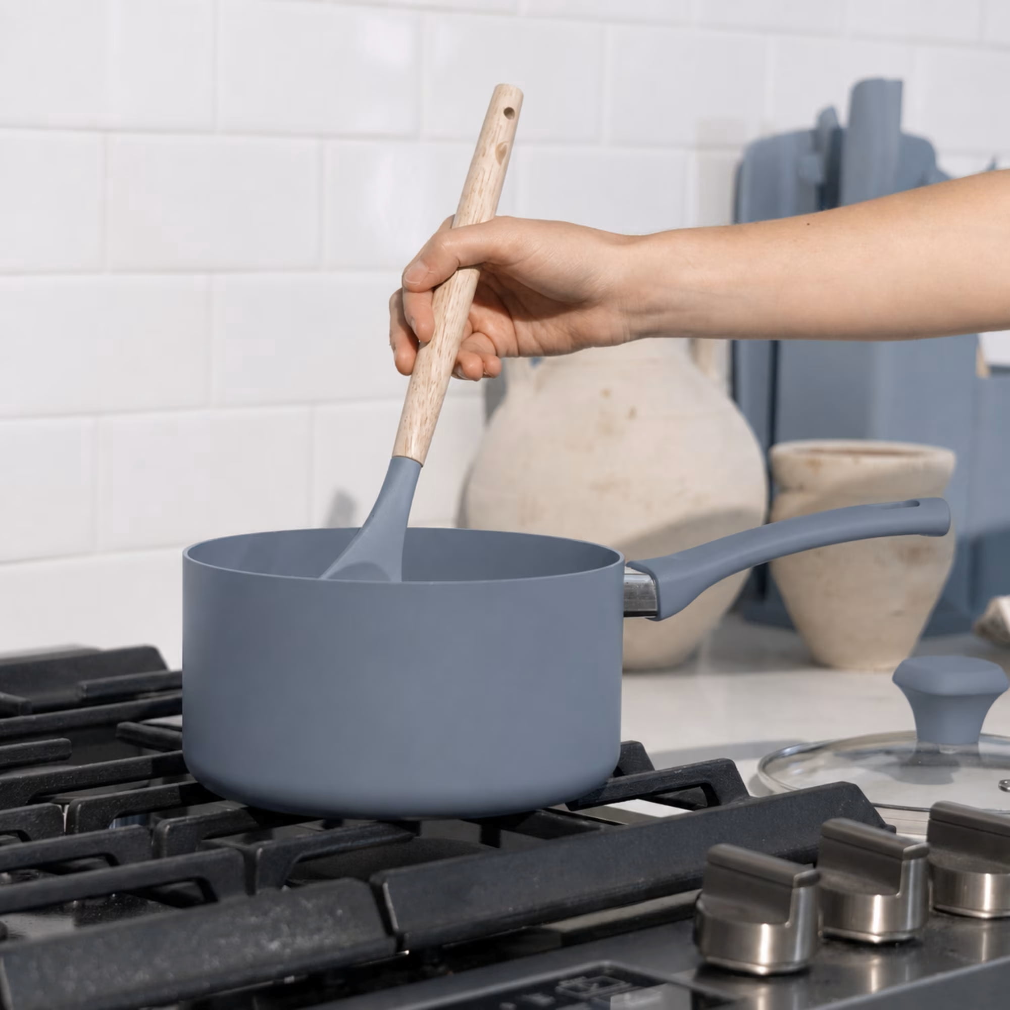 Elements by Thyme & Table 60-Piece Ceramic Non-Stick Cookware Set - Blue