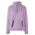 thumbnail image 6 of Gvdentm Womens Jackets Casual Women Sherpa Fleece Pullover Quarter Zip Long Sleeve Fluffy Soft Sweaters Jacket Plus Size Winter Coats with Pockets Purple,XL, 6 of 7