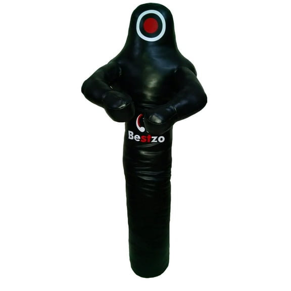 Bestzo MMA Martial Arts Brazilian Grappling Dummy Wrestling Punching Bag Black Synthetic Leather--70 inches