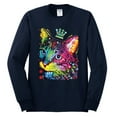 thumbnail image 2 of Wild Bobby Dean Russo Cat Wearing a Crown Thinking Cat Crowned Cat Lover Men Long Sleeve Shirt, Navy, XX-Large, 2 of 5