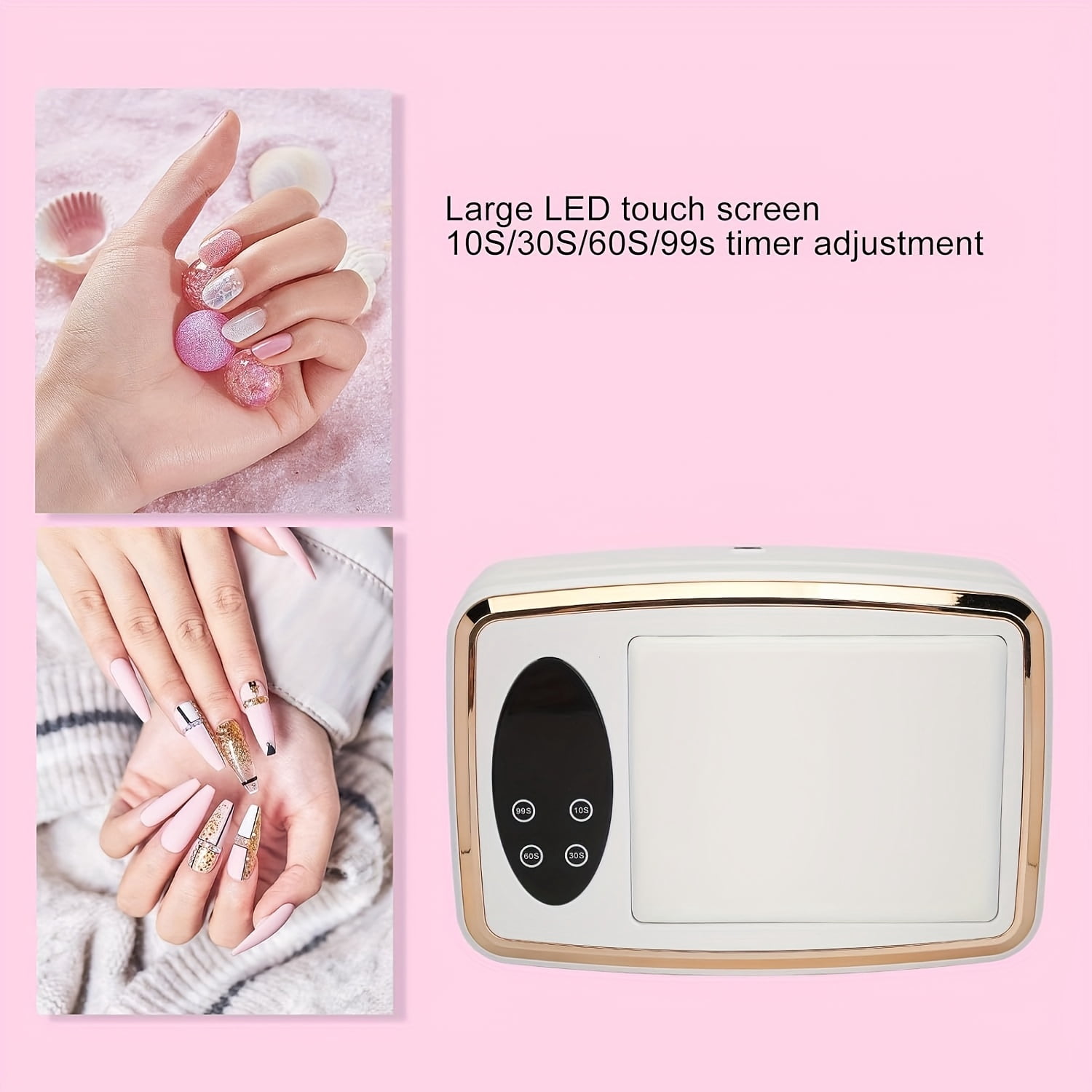 PRYZUNA Professional Nail Lamp – 380W Gel Nail Dryer with 90 LEDs, 4 Timer Settings, Smart Sensor & PU Armrest for Salon and Home Use (US Plug)