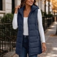 thumbnail image 4 of DISKEBUISS Women's Long Hooded Puffer Vest Sleeveless Quilted Mid-Length Padded Gilet with Pockets for Fall Winter, 4 of 8