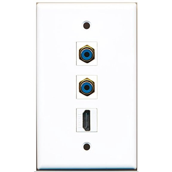 RiteAV - 1 Port HDMI 2 Port RCA Blue Wall Plate