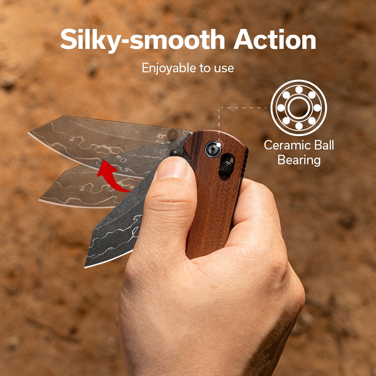 CIVIVI Yonder Folding Pocket Knife Crossbar Lock Knife with 2.88" Damascus Blade Wood Handle, Small Lightweight Knife Designed by Zac Whitmore C23073B-DS1