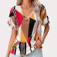 thumbnail image 2 of Gibobby Playera Manga Corta para Mujer Camiseta con estampado geométrico manga corta con cuello en V para mujer a la moda verano(Rojo,M), 2 of 5
