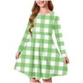 thumbnail image 2 of NAISIBABY A-Line Dress for Girls, Long Sleeve Elastic Soft Plaid Training Dance Ballet Midi Dress Green 7-8T, 2 of 5