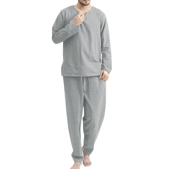 Outfmvch hoodies for men Casual Solid Long Sleeve Pant Set Pajamas Lounge Two Piece womens tops mens sweaters Grey