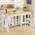 thumbnail image 5 of ChicZhiNest Kitchen Island with Storage, 60" Solid Rubberwood Island Table, Coffee Bar Cabinet with Fridge Space & Power Outlets, 6 Hooks, White, 5 of 9