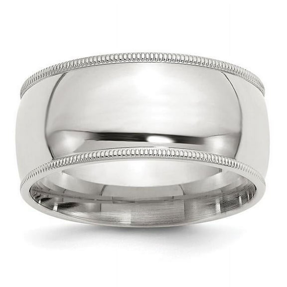 Bridal QCFM100-12 10 mm Sterling Silver Milgrain Comfort Fit Band, Polished - Size 12