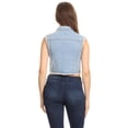 thumbnail image 2 of Fashion Casual Loose Womens Top Distressed Denim Button Up Sleeveless Crop Vest 5 Color, 2 of 4