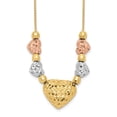 thumbnail image 4 of Auriga Fine Jewelry 14K Tri-Color Gold Puff and Hearts Necklace 18" for Women, 4 of 5