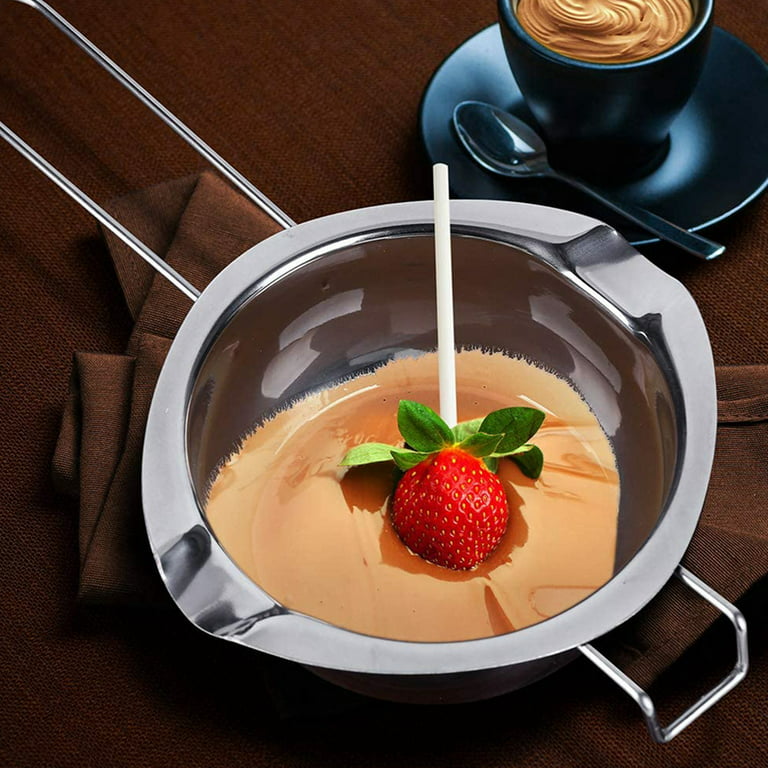 iPstyle Stainless Steel Double Boiler Pot Chocolate Melting Pot for Melting Chocolate Butter Cheese Candle and Wax Making Kit Double Spouts with Capac