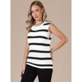 thumbnail image 4 of DARING DIVA Women's Crochet Tank Top Stripe Sleeveless Hollow Out Vest S Black White, 4 of 6