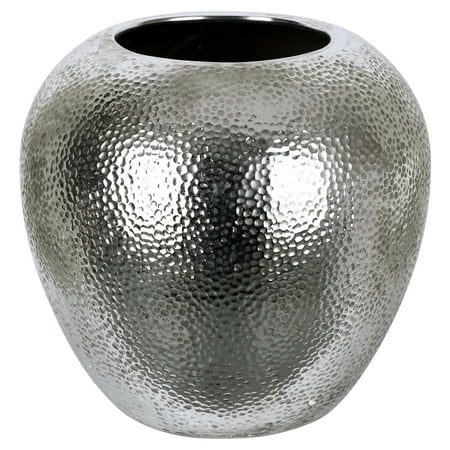 Artmaison Canada Ceramic Vase 12x12x11 Inch Large Silver Neutral Modern Home Décor Round Abstract Flower Vases Artmaison Canada Ceramic Vase 12x12x11, Silver Round Vase