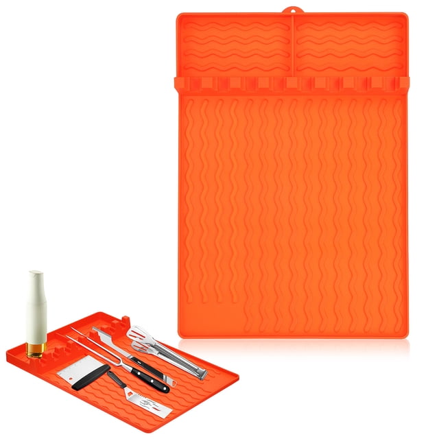 REOFLYUP 1Pack Rectangular Griddle Cooking Accessories Mat in Orange Silicone for Grill Enthusiasts