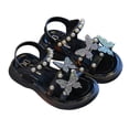 thumbnail image 3 of Little Girls Summer Glitter Gladiator Sandals Rhinestone Open Toe Strappy Dress Flats Sandals Wedding Party Shoes for Toddler Little Kid Big Kid, 3 of 7