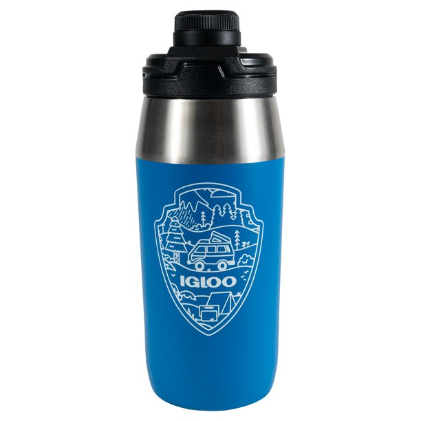 Igloo 22oz Stainless Steel Camp Bottle Ridgeline Cap Blue Graphic
