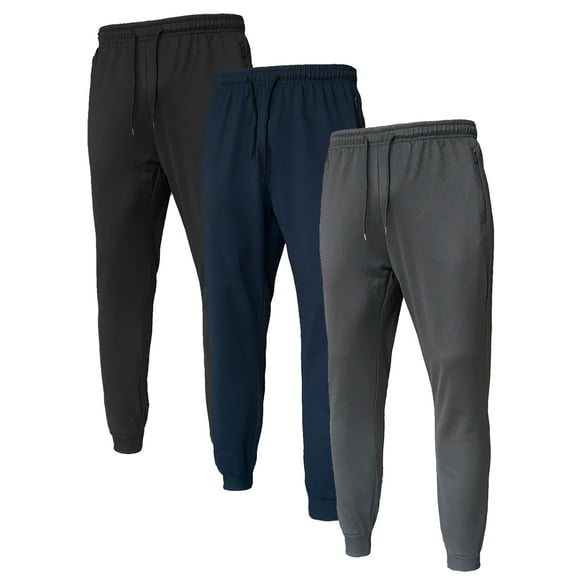 BUYJYA Men's Sweatpants Joggers Jogging Workout Athletic Pants with Zipper Pockets 3 Piece Set for Running Gym Hiking