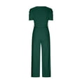 thumbnail image 5 of Homenesgenics Summer Jumpsuit for Women Women Short Sleeve Playsuit Clubwear Straight Leg Jumpsuit with Belt, 5 of 6