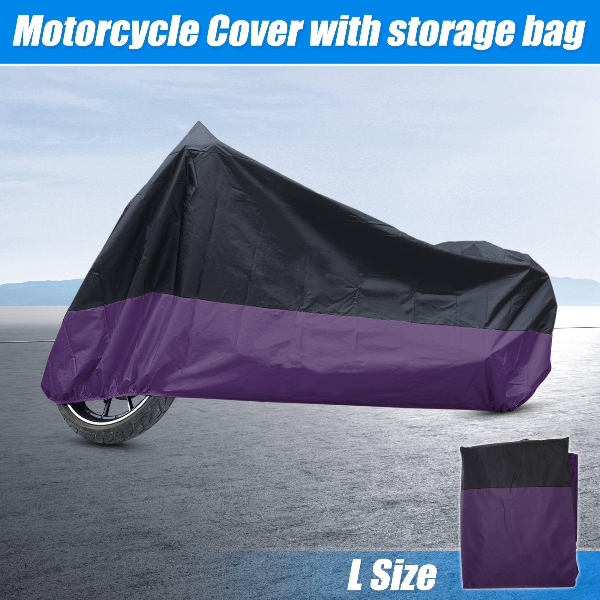 Unique Bargains 180T Motorcycle Cover Protector Rain Dust UV Proof Black Purple L