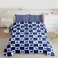 thumbnail image 2 of Feelyou Cartoon Plaid Full Size Comforter Sets for Teen, Cute Santa Claus Gift Bedding Comforter Set, Blue Christmas Theme Reversible Bedding Sets, Ultra Soft Home Decor, 3-Piece, 2 of 8