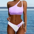 thumbnail image 2 of UJNDER Swimsuits for Women Women's High Waist Bikini Two Piece Set One Shoulder Tie Bikini with Support for Beach Women’s Swimwear Purple M, 2 of 5