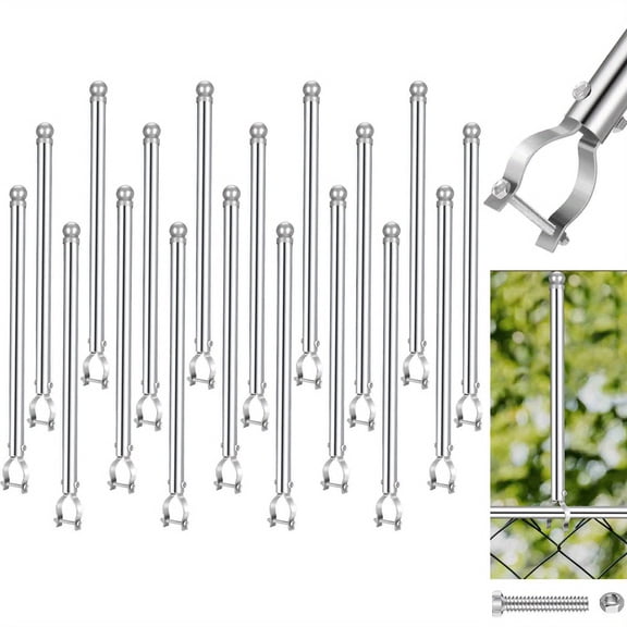 18-Piece Heavy-Duty Galvanized Steel Fence Post Extenders - 1-3/8" x 20" Extension Posts with Clip-Together Installation for Privacy Fencing, Pet Barriers, Garden Applications,