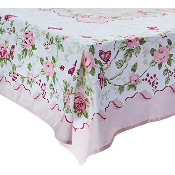 Rose Decorative Printed Round or Rectangle Tablecloth - Fabric Table Cover for Dining Room, Kitchen Table and Party