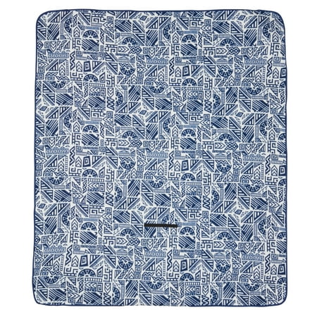 Ozark Trail Blue Patterned Outdoor Blanket with Fleece Top and Waterproof Bottom for Camping and (Best Waterproof Beach Blanket)