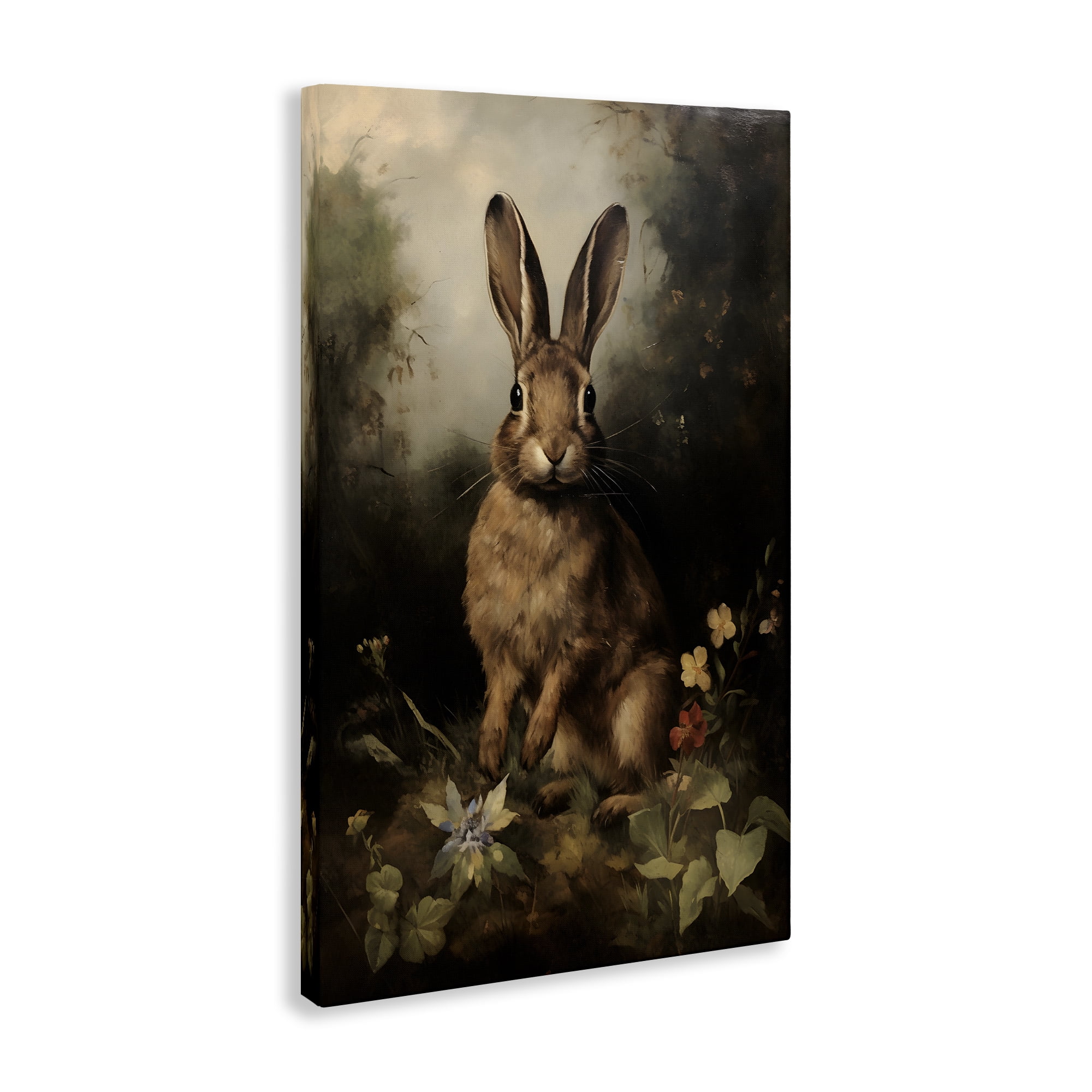 Stupell Industries Bunny in Nature Animals & Insects Painting Gallery Wrapped Canvas Art Print Wall Art, 24 x 36