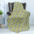 thumbnail image 4 of Floral Soft Flannel Fleece Throw Blanket, High Detail and Fluffy Yellow Dahlias, Cozy Plush for Indoor and Outdoor Use, 50" x 60", Pale Blue Yellow, by Ambesonne, 4 of 5
