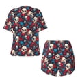 thumbnail image 5 of Lsque Skull red flower blue Women's Short-Sleeved Pajama Set - 2 Piece Soft and Lightweight Sleepwear Set-3X-Large, 5 of 9
