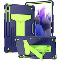 Epicgadget Samsung Galaxy Tab S7 FE and Galaxy Tab S7 12.4" Case - Dual Layer Heavy Duty Stand Case for Galaxy Tab S7 FE (2021) and Galaxy Tab S7 Plus (2020) 12.4 inch Tablet (Navy Blue/Green)