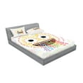 thumbnail image 2 of Ambesonne Emoji Fitted Sheet & Pillow Sham Set, Pastel Rainbow Yellow Face, Queen, Ivory Multicolor, 2 of 2