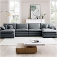 thumbnail image 2 of Modern Corduroy U-Shaped Sectional Sofa with Ottomans, 4-Seater Soft Fabric Couch in Grey for Living Room & Apartment, 2 of 10