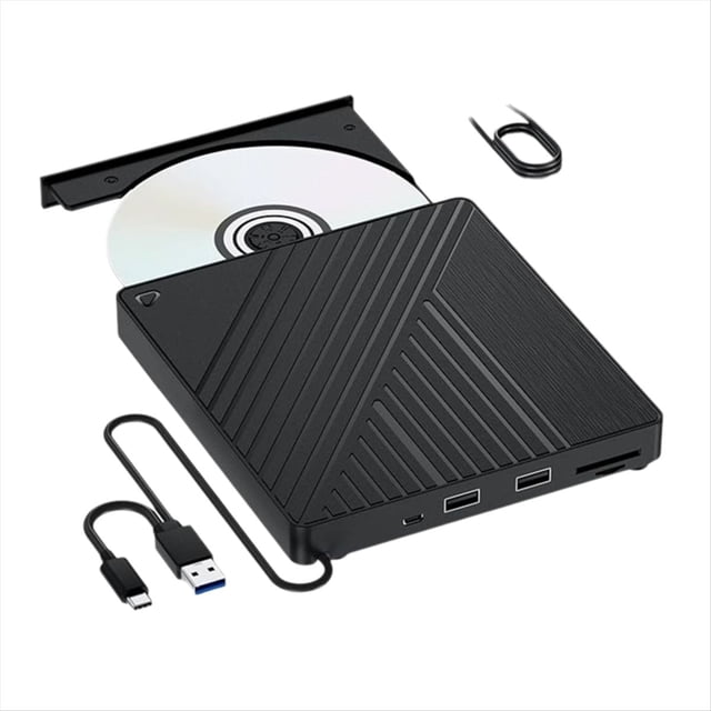 Unidad Óptica Externa Blu-Ray 5 en 1, Grabadora de DVD/CD, Lector de BD con Puertos USB, Lector de Tarjetas SD/TF para Ordenador Portátil y de Escritorio.
