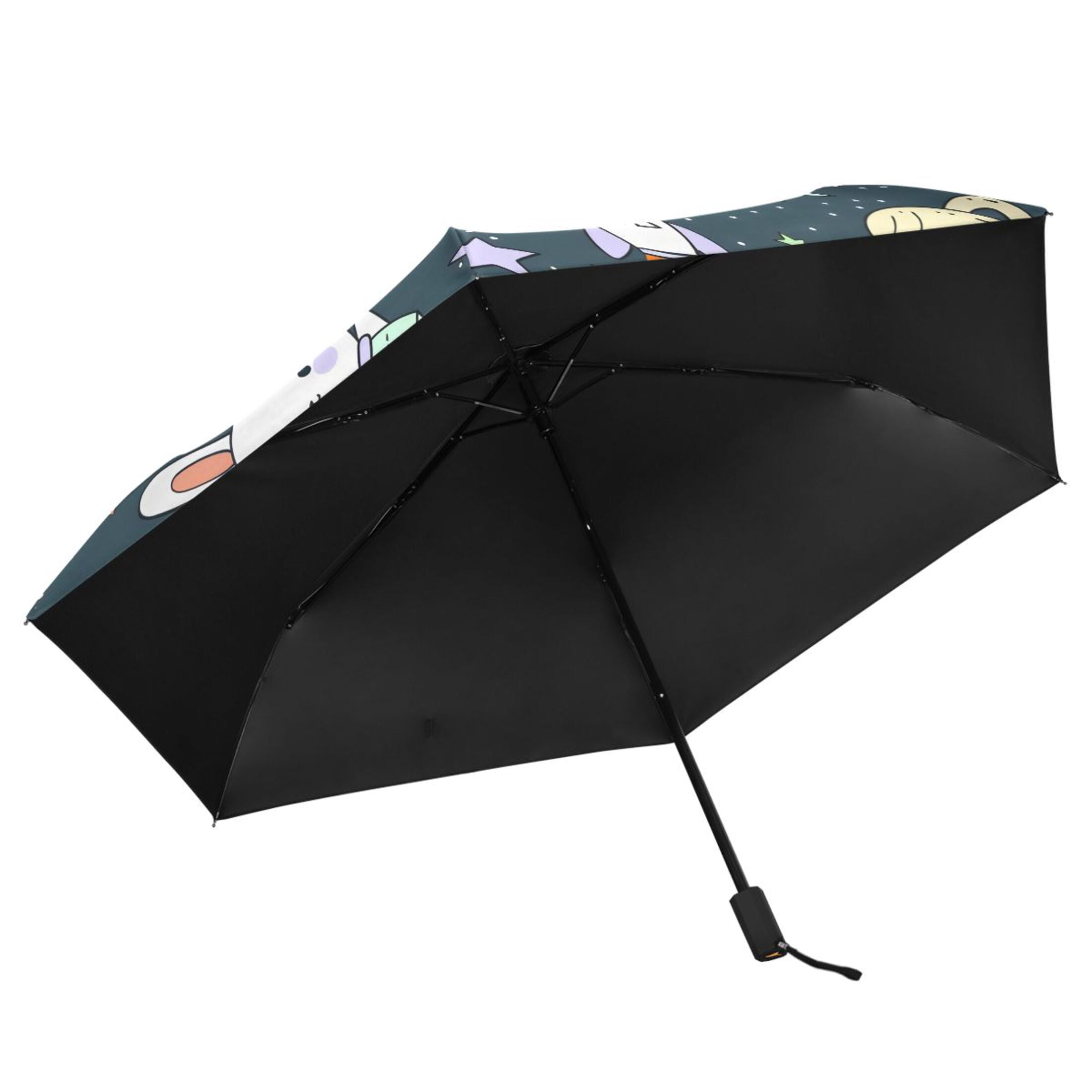 Cartoon Rabbit Star Planet Compact Sun Umbrella Windproof Travel Umbrellas for Rain Strong Portable UV Protection