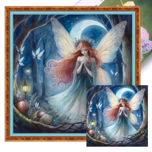 Kit Punto Cruz para Niña Bordado Con Hilo Algodón Ecológico 11CT Arte 50x50cm