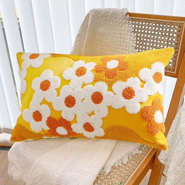 Xihbxyly Funda de Almohada Floral, Encantadora Funda de Cojín de Algodón, Elegante Diseño con Cremallera Invisible, Tela Suave y Duradera, Decoración para Sofá de Sala de Estar, Mejoras para El Hogar