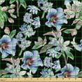 thumbnail image 2 of Ambesonne Flowers Fabric by the Yard Upholstery, Hyacinth Branches Bloom, 2 Yards, Charcoal Grey and Ceil Blue, 2 of 5