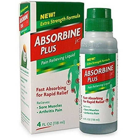 Absorbine Jr Plus Pain Relieving Liquid - New Extra Strength Formula - 4 Fl Oz (Pack of 3)
