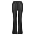 thumbnail image 4 of AOOCHASLIY Women Fall Pants Fashion Women Solid Zipper Casual Mid Waist Leather Long Pants, 4 of 5